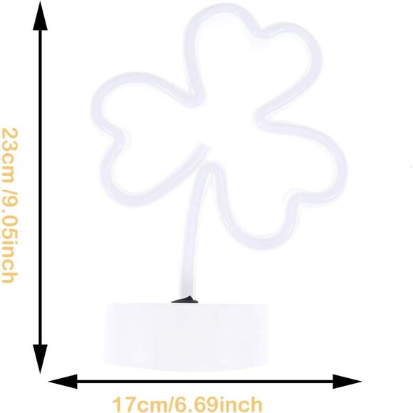 LED Neon Signs Lights Green Clover Shaped Neon Night Light USB & Battery Powered - Picture 2 of 9